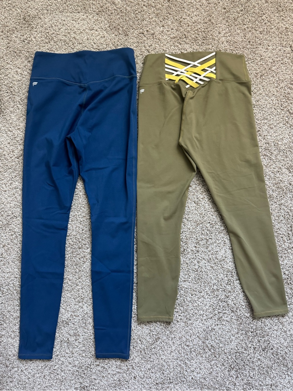 Fabletics Legging Set in Navy Blue and Olive Green